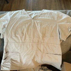 Luxe Cream V-Neck scrub Top